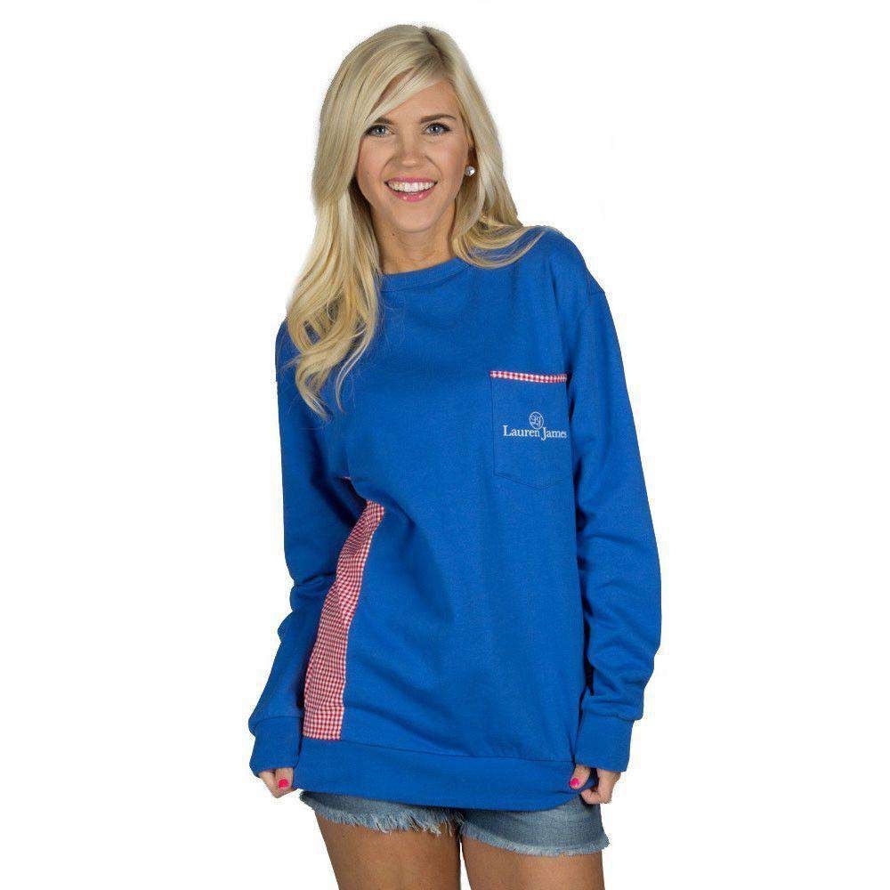 LAUREN JAMES blue/red Gingham Sweatshirt
